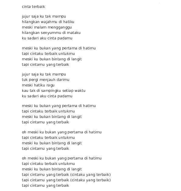 Lirik Bukan Yang Terbaik - englshgom