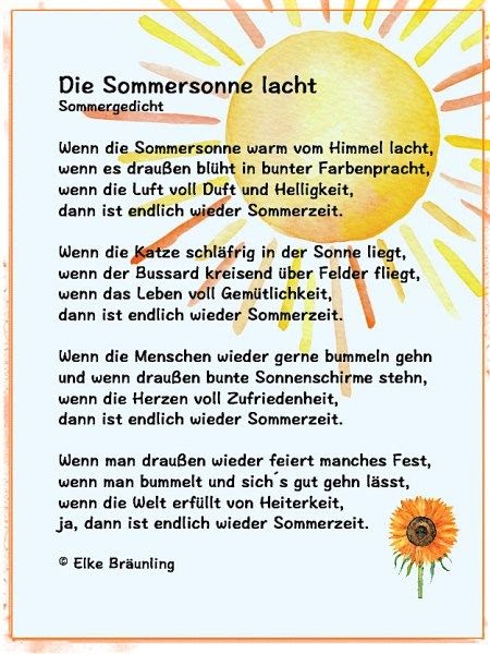 Lifestyle Gedicht Sonnenschein
