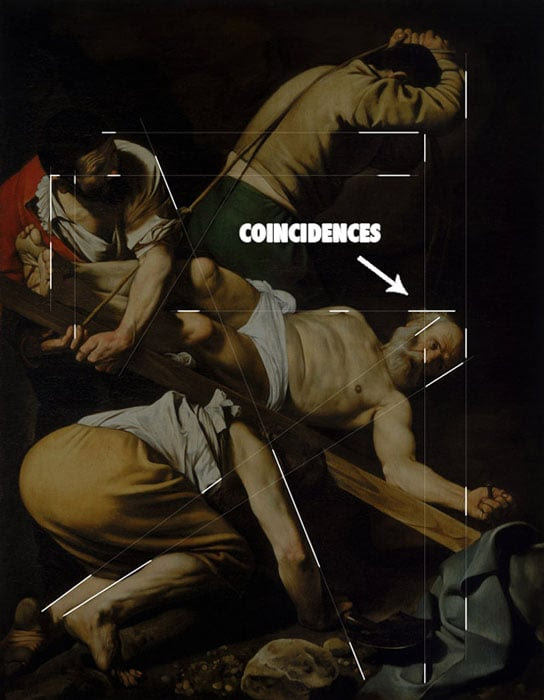 Painting by Caravaggio shows how he hides his lines by understanding the Law of Continuity.