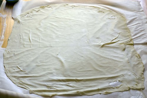 apple strudel - rolled dough