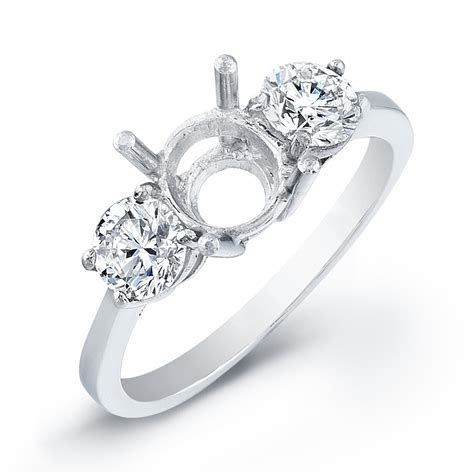 Three Stone Round Basket Set Engagement Ring Three Stone Round Basket Set Engagement Ring