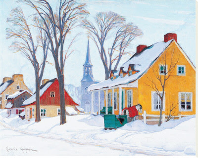 Winter Morning in Baie-St-Paul Stretched Canvas Print Winter Morning in Baie-St-Paul Stretched Canvas Print