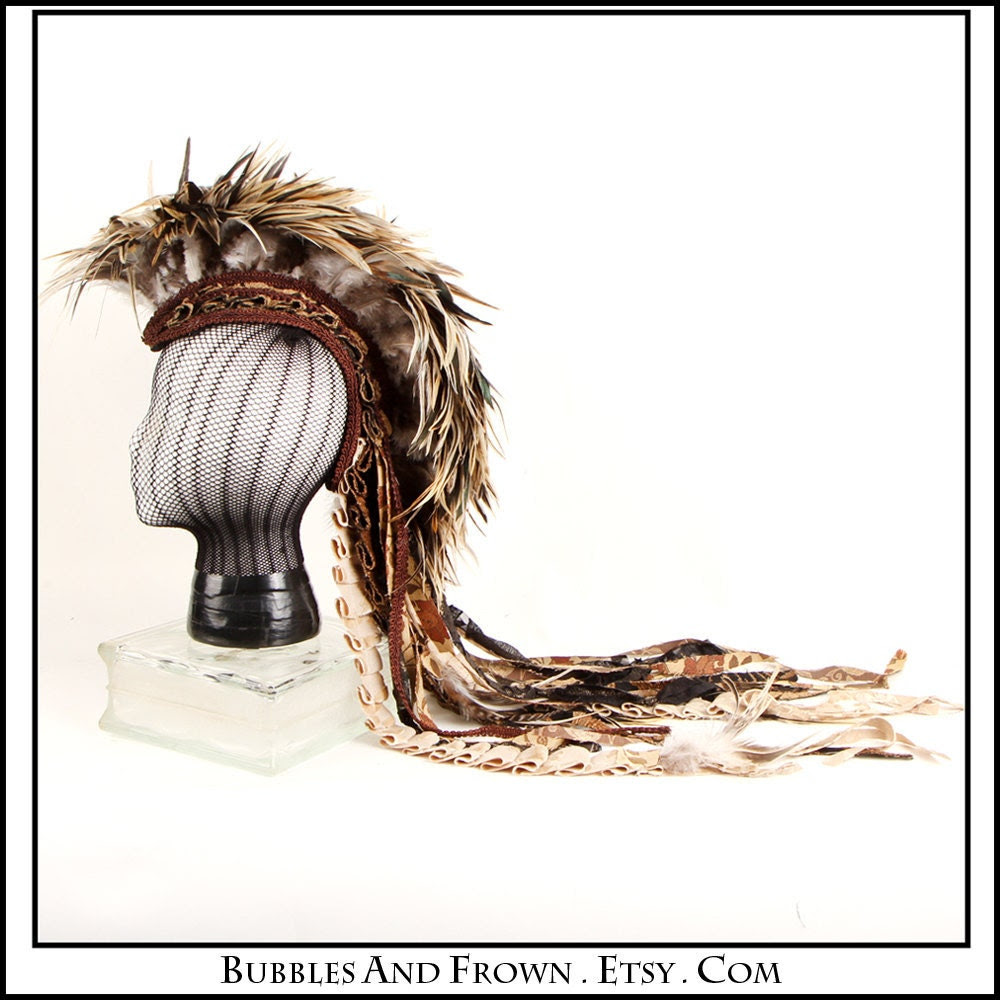 Natural McNaturalson.... Feather Headdress with Brown Trim - BubblesAndFrown