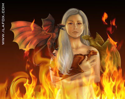 Ilustração Daenerys, Dragão, fogo, Game of Thrones, Guerra dos Tronos, passo a passo Ilustração by Ila Fox