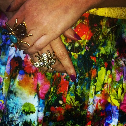 The best accessory for a garden skirt? Why, insect rings of course! Fashion coordination on Pauline.