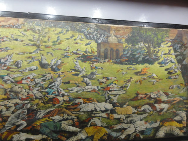 A painting near entrance depicts the the Jallianwala Bagh massacre in 1919.