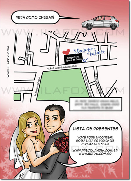 Quadrinhos personalizados, convites personalizados, convites originais para casamento, by ila fox