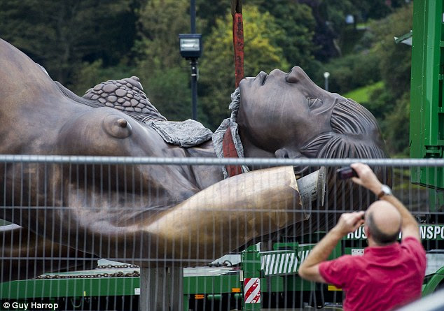 Huge: The statue is to be placed on the harbour front and stands at 20.25 metres and weighs over 25 tonnes