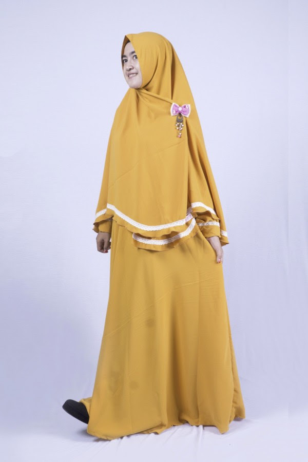 Populer 67+ Model Gamis Kombinasi Warna Kuning Kunyit