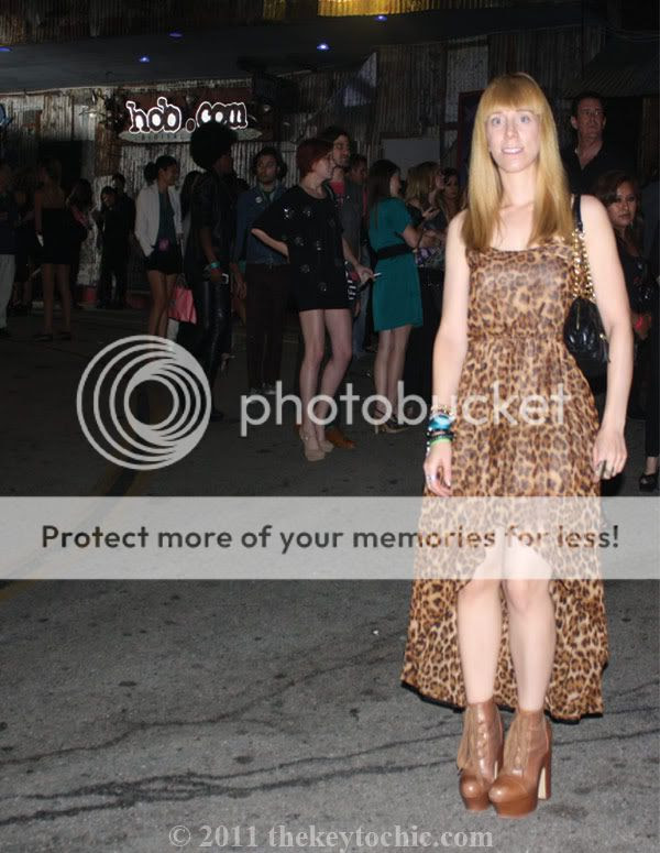leopard print high low dress, L.A. street style