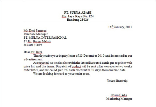 Contoh Surat Guarantee Letter Bahasa Indonesia
