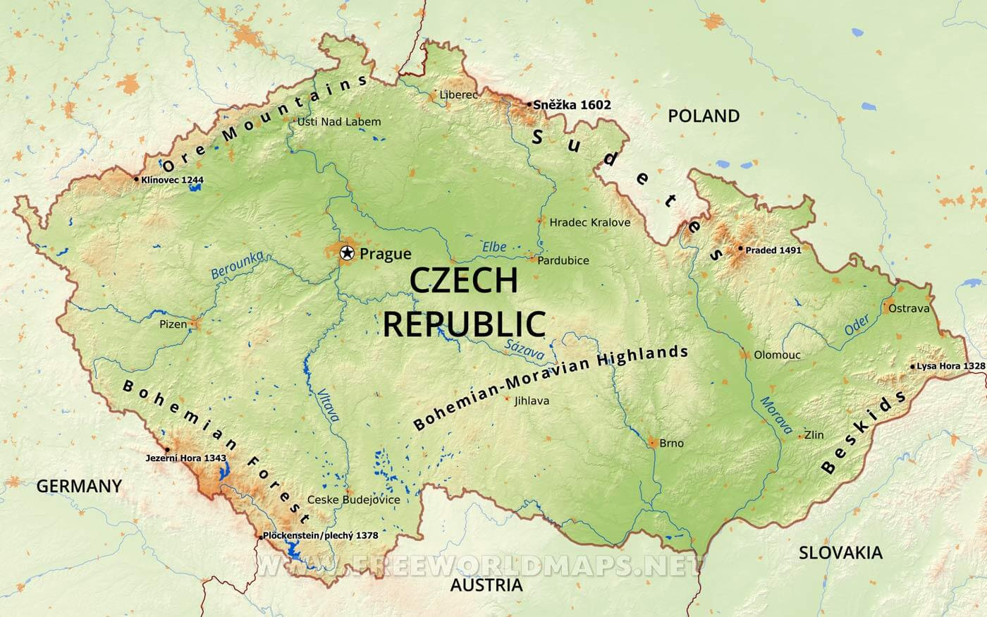 Resultado de imagen de czech republic physical map