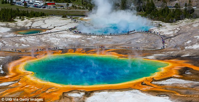 Experts have previously predicted that the massive super-eruptions are likely to occur roughly once every 45,000 to 714,000 years. The supervolcano in Yellowstone National Park is the most closely monitored in the world