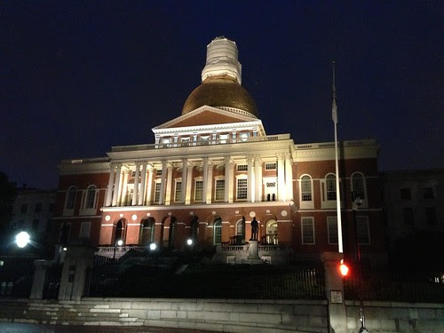 Massachusetts State House at night