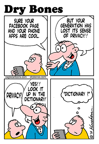  Dry Bones cartoon, kirschen, facebook, mobile phones, smart phones, Generation Gap, Technology, Telecommunications, Apps, privacy, 