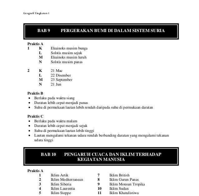 Soalan Geografi Tingkatan 3 Bab 3 Terengganu X