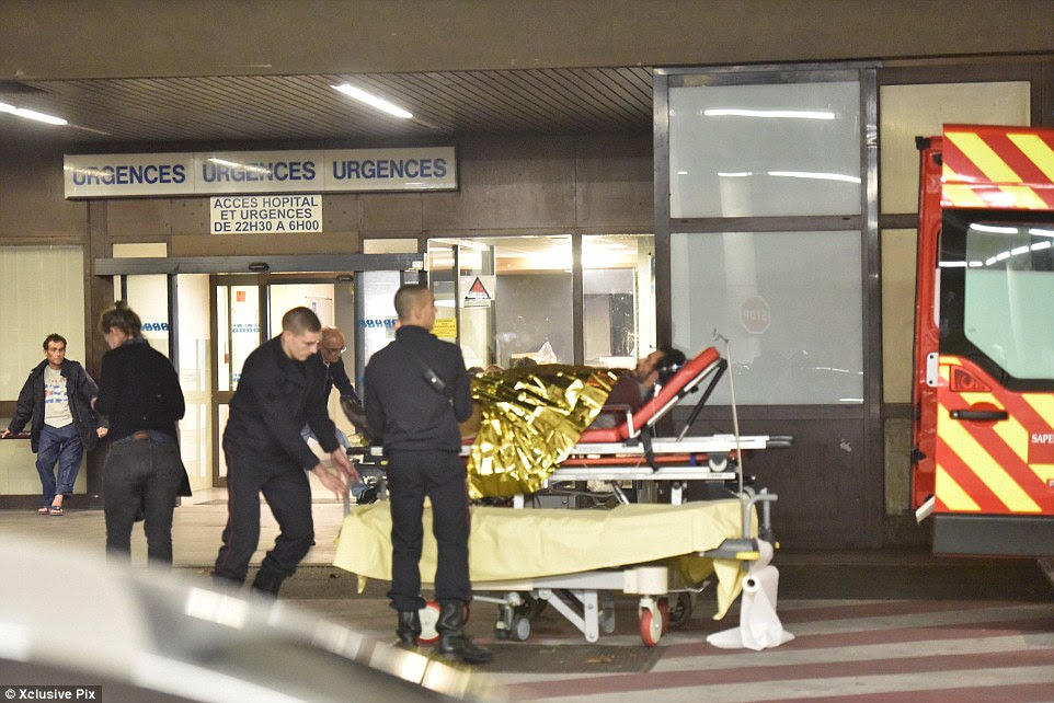 At least 35 people are thought to have been killed inside the Bataclan concert hall and several people were wounded (pictured)