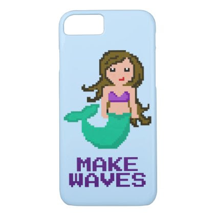 8Bit Pixel Geek Mermaid with Brown Hair iPhone 7 Case
