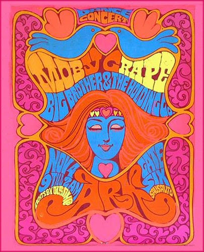 Big Brother and The Holding Company 1967 concert poster Moby Grape 