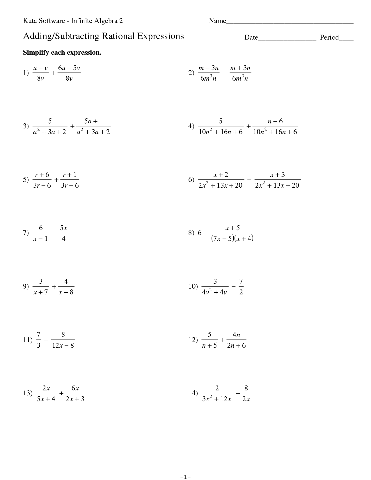Adding And Subtracting Polynomials Worksheet Answers Algebra 11 Within Adding Subtracting Polynomials Worksheet