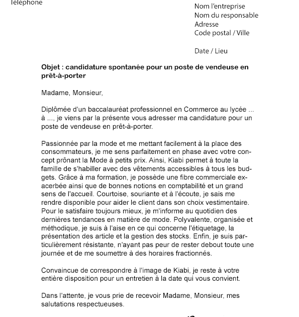 Exemple Lettre De Motivation Vendeuse Zara