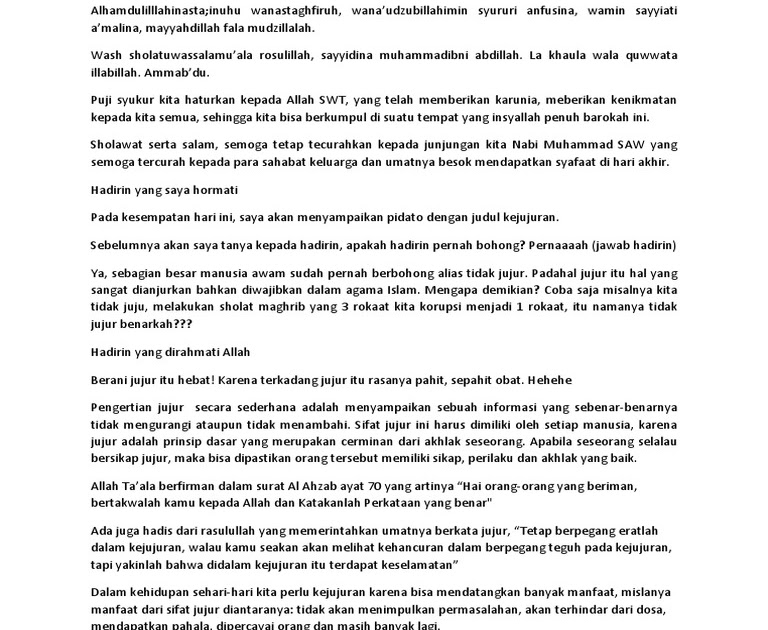Teks Pidato Tentang Kejujuran Kumpulan Referensi Teks Pidato