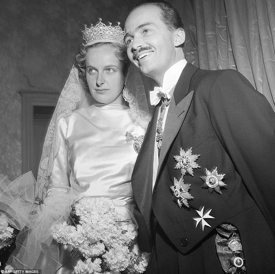 Early days: Habsburg with his wife Regina a day before their wedding in 1951