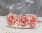 Pink Flower Pearl Center Headband - neesiedesigns Pink Flower Pearl Center Headband - neesiedesigns