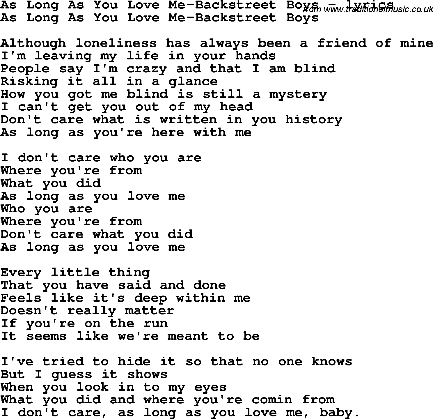 Download As Long As You Love Me Lyrics Downloadmeta