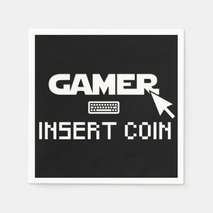 Gamer insert coin paper napkin