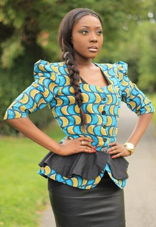 AZURE ECLIPSE PEPLUM TRIBAL BLAZER african print nigeria ankara fashion tribal gem tribalgem #ankara, AfricanFabric, #jacket
