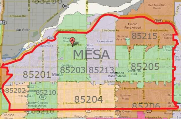 Mesa Zip Code Map Florida Map: Mesa Zip Code Map Az