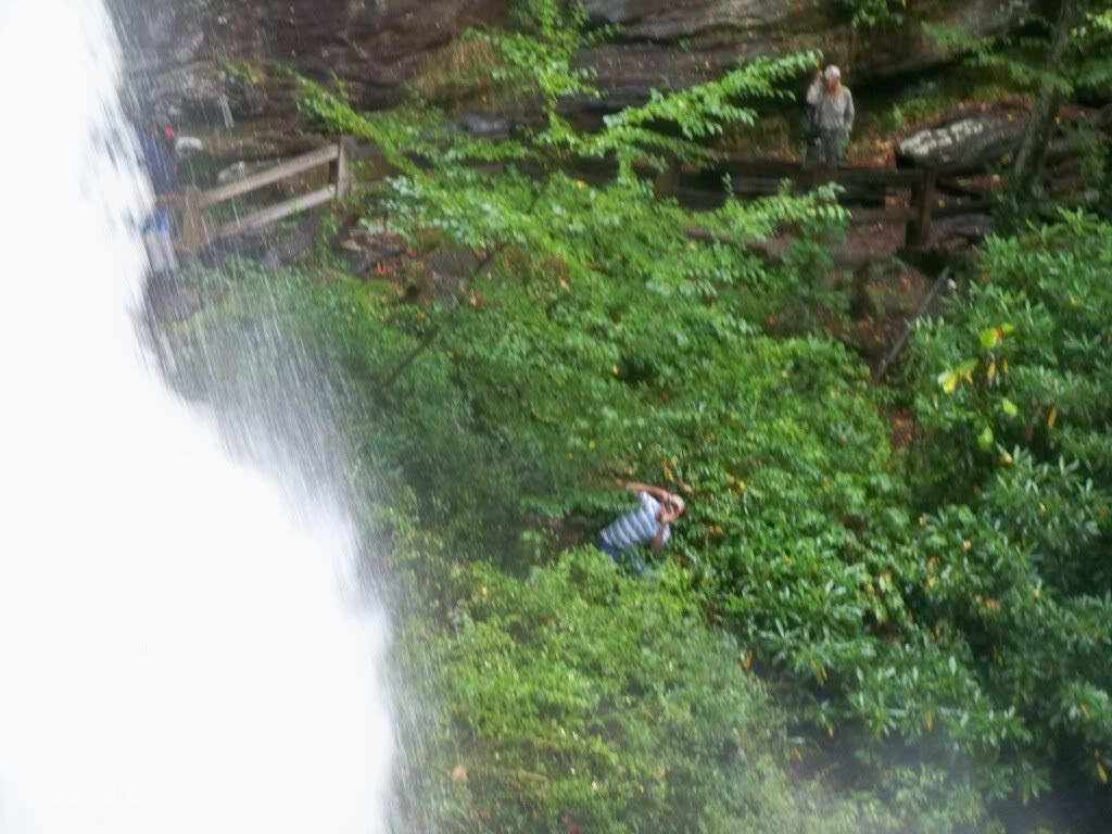 This man climbed over the fence in an effort to get a better shot of the waterfall, putting his life at risk 
Photo by Bobby Coggins 