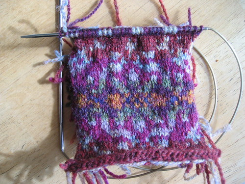 The gauge swatch, about 2/3 done