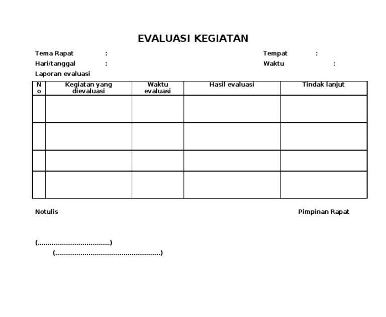 Contoh Laporan Evaluasi Hasil Belajar Siswa Guru Paud