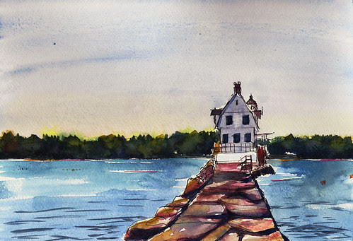 Breakwater and lighthouse, Rockland, Maine