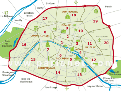 map of paris neighborhoods,districts