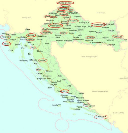 Karta Hrvatske S Gradovima Karta