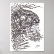 Evil Demon Creature Art Poster Print