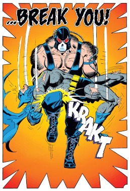 The famous scene from Batman: Knightfall where Bane breaks Batman's back across his knee.