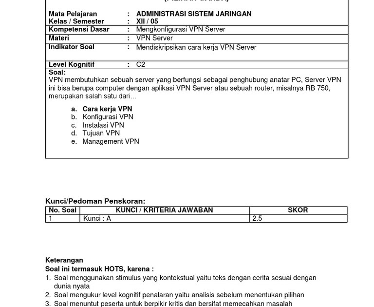 Kartu Soal Sistem Administrasi Jaringan Kelas Xii Galeri Soal