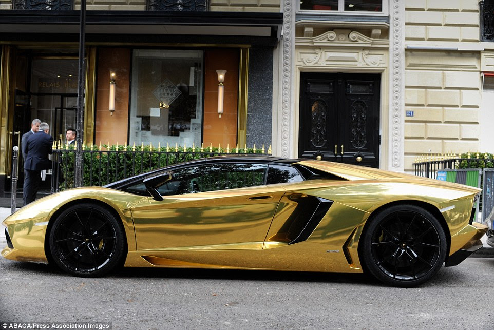 The car - which is valued at around £4 million and appears to be from Saudi Arabia - was parked outside the Plaza Athenee palace hotel on the luxury Avenue Montaigne