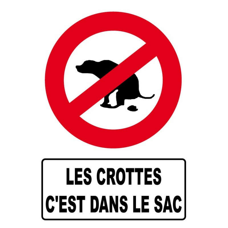 Panneau interdiction aux chiens de faire caca