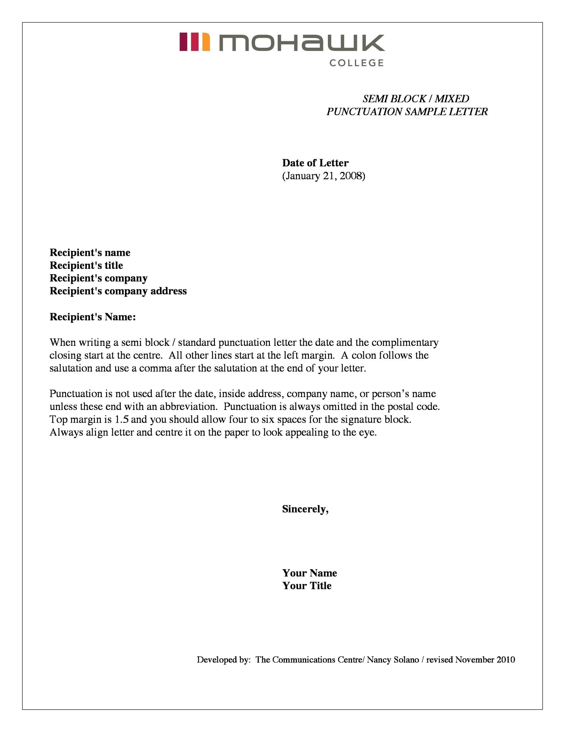 Complimentary Closing Of A Business Letter