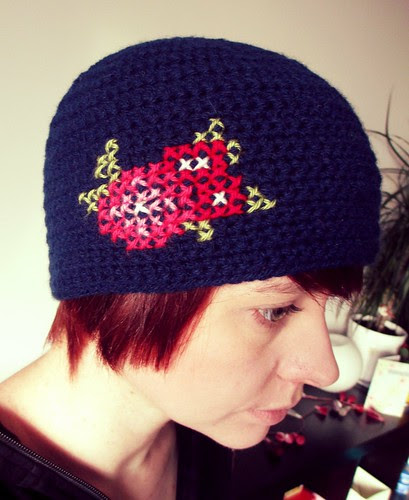 Crochet cross stitch hat