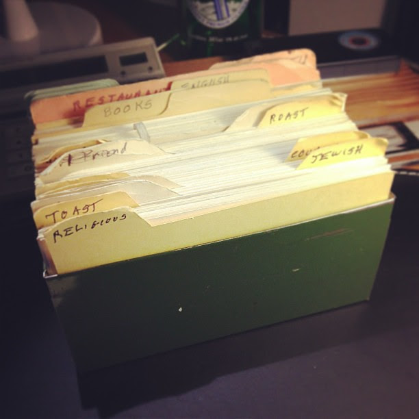 My dad's box of jokes on index cards