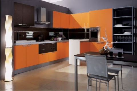Modernas y sofisticadas cocinas en color naranja-08