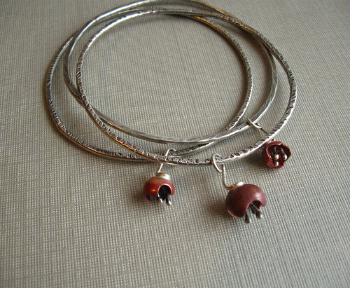 Urban Beautification - Sterling Silver and Copper Bell Flower Bangles