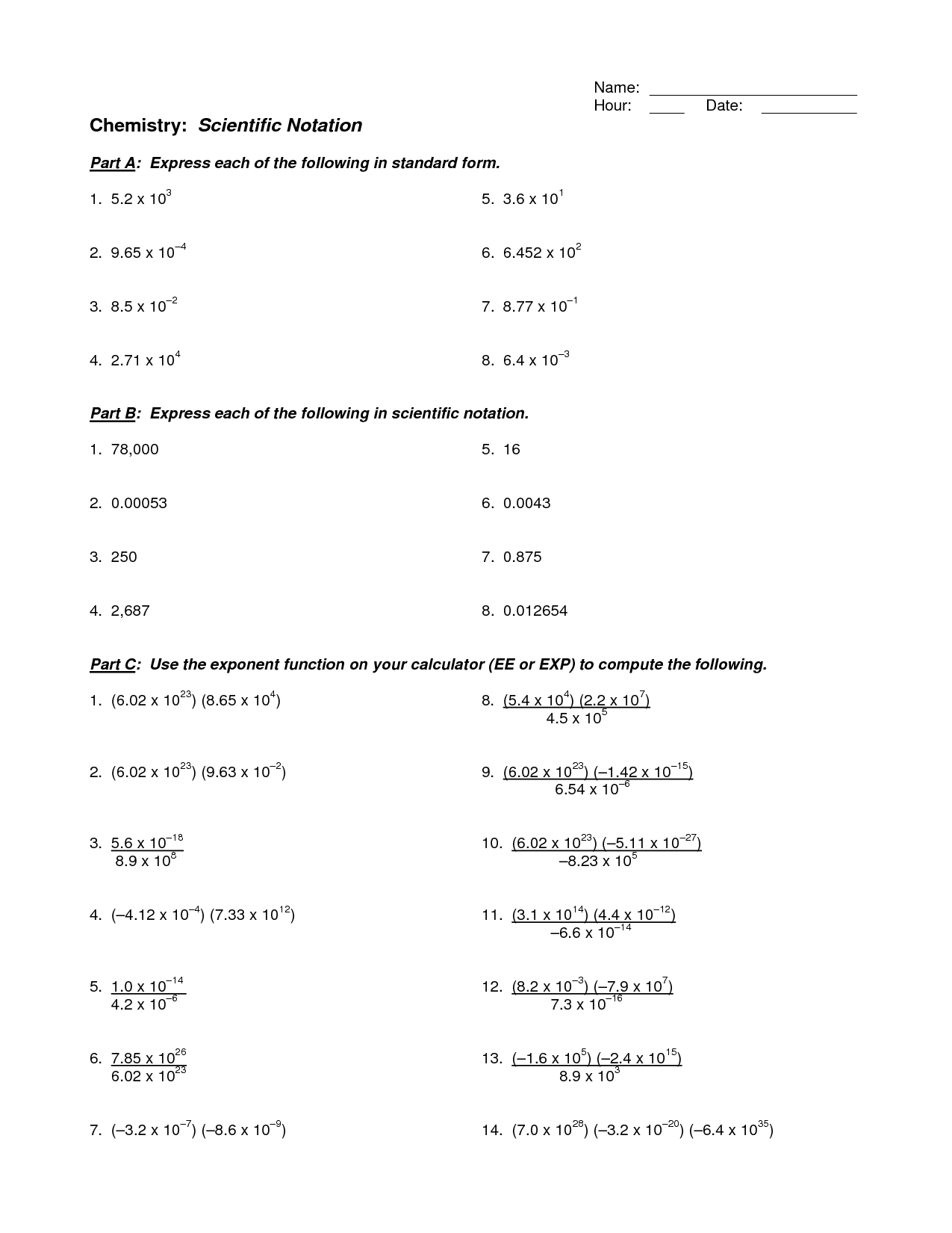 Operations with Scientific Notation Worksheet Homeschooldressage.com ...