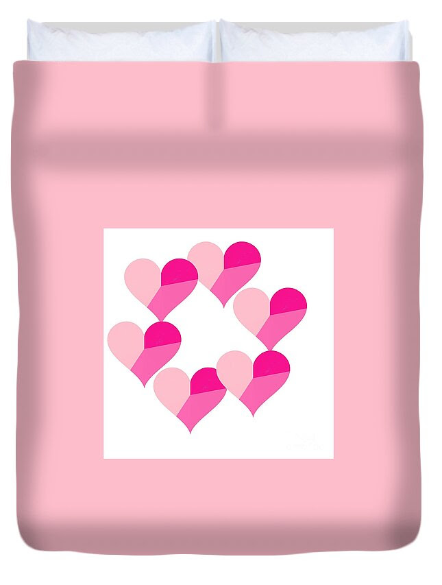 Pink Candy Hearts Duvet Cover featuring the digital art Pink Candy Hearts by Michael Skinner